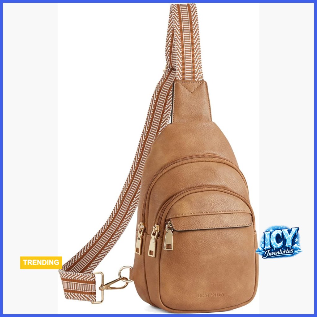 Pu Leather Crossbody Sling Bag With Rfid Blocking Pockets